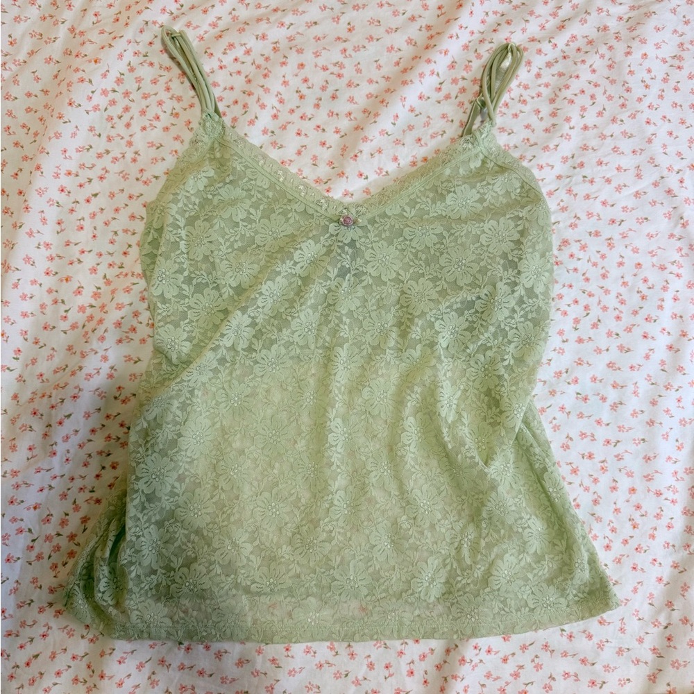 Elegant Lace Camisole in Soft Green